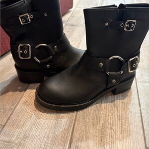 Stylish Black Buckle Ankle Boots